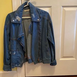 Denim Essue cross zip jacket